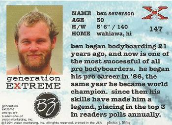 1994 Vision Generation Extreme #147 Ben Severson Back